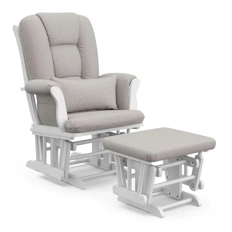 Custom Glider and Footstool with Free Lumbar Pillow Washable Upholstered Comfort Rocking Chair with Footstool