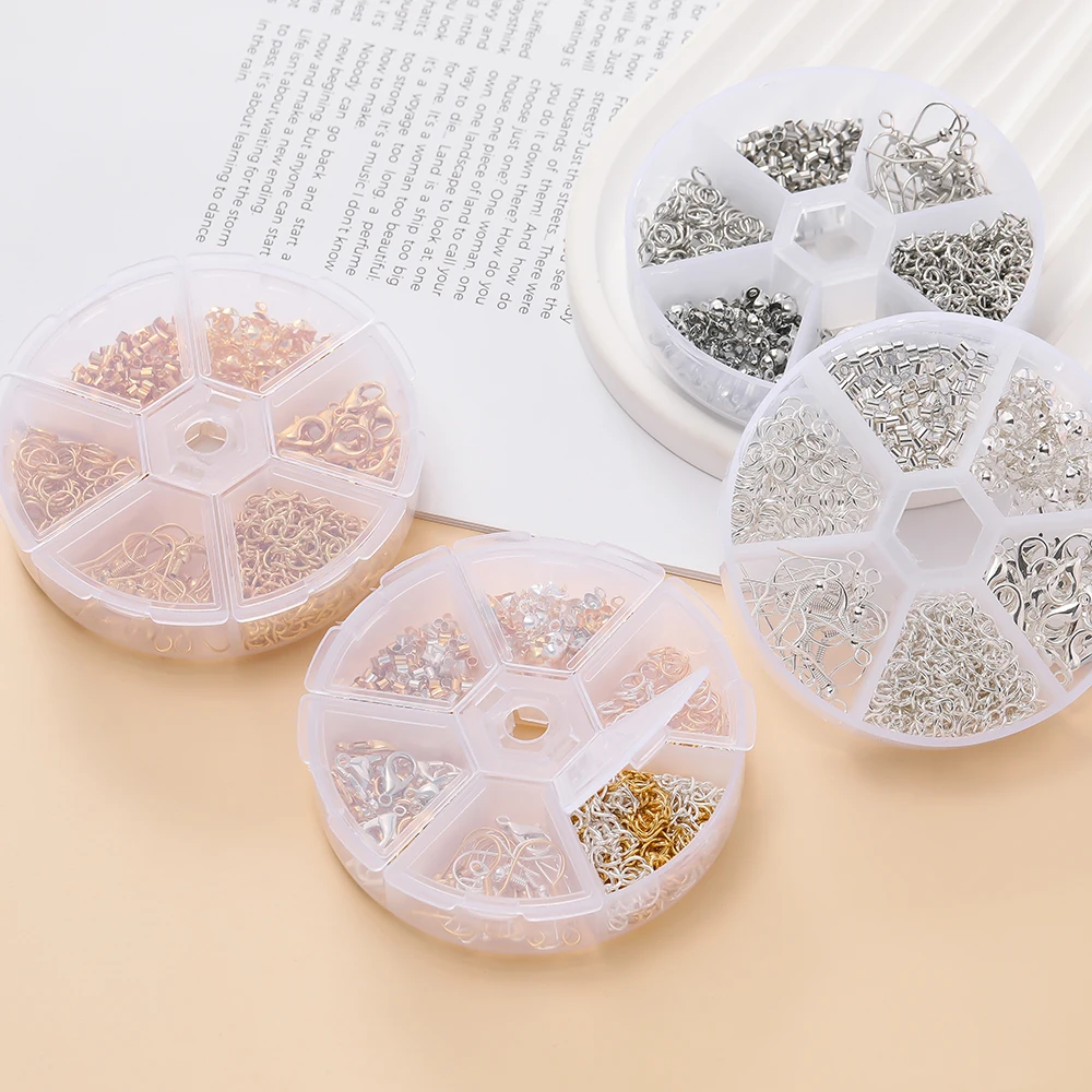 395pcs/Box Earrings Findings Lobster Clasp Jump Rings Stopper Spacer Beads Extension Chain Kits For DIY Jewelry Making Supplies - view 5