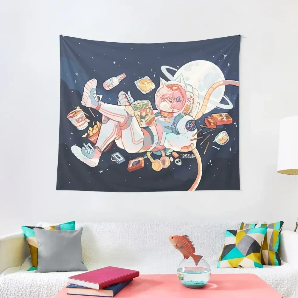 

Chilling in Space Tapestry On The Wall Korean Room Decor Funny Tapestry