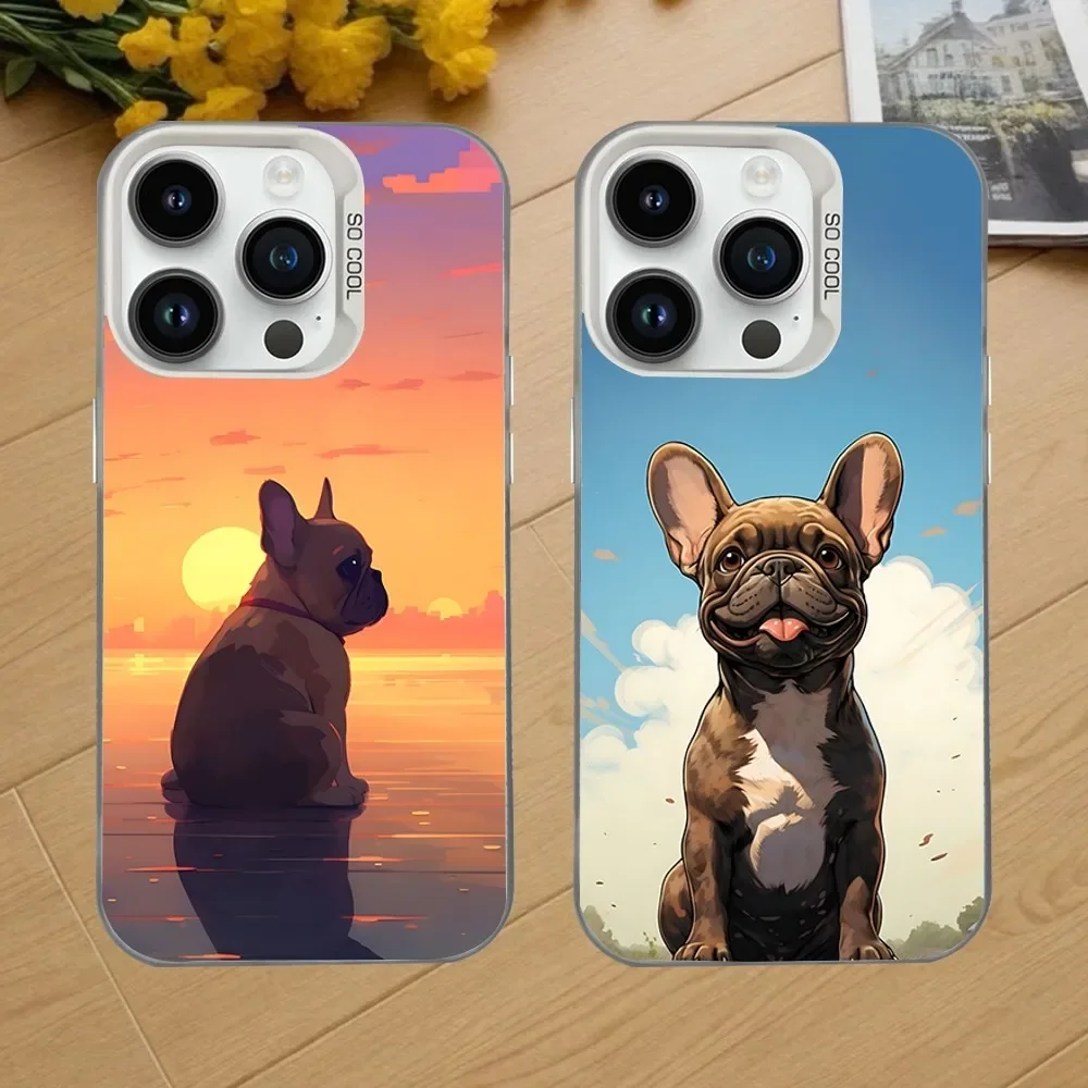 French Bulldog Dog Pet Phone Case For iPhone 16,15,14,13,12,11,Mini,Pro,SE,MAX White Matte Shockproof Cover