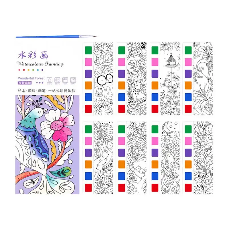 หนังสือรูปวาดสีน้ำพ็อกเก็ตหนังสือชุดงานฝีมือศิลปะหนังสือมือรูปวาดสีน้ำทางการศึกษาชุดวาดภาพด้วยแปรงสีน้ำ