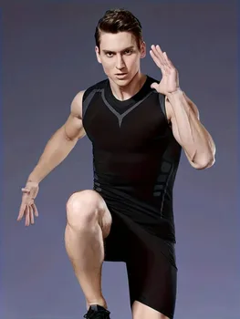 Sports vest men's summer ice silk quick drying thin fit fitness new running training tight top sleeveless 5