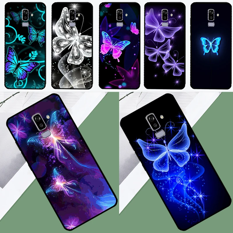 Neon Butterfly Case For Samsung Galaxy A3 A5 J1 2016 J3 J5 J7 2017 A6 A7 A8 A9 2018 J8 J4 J6 Plus Cover