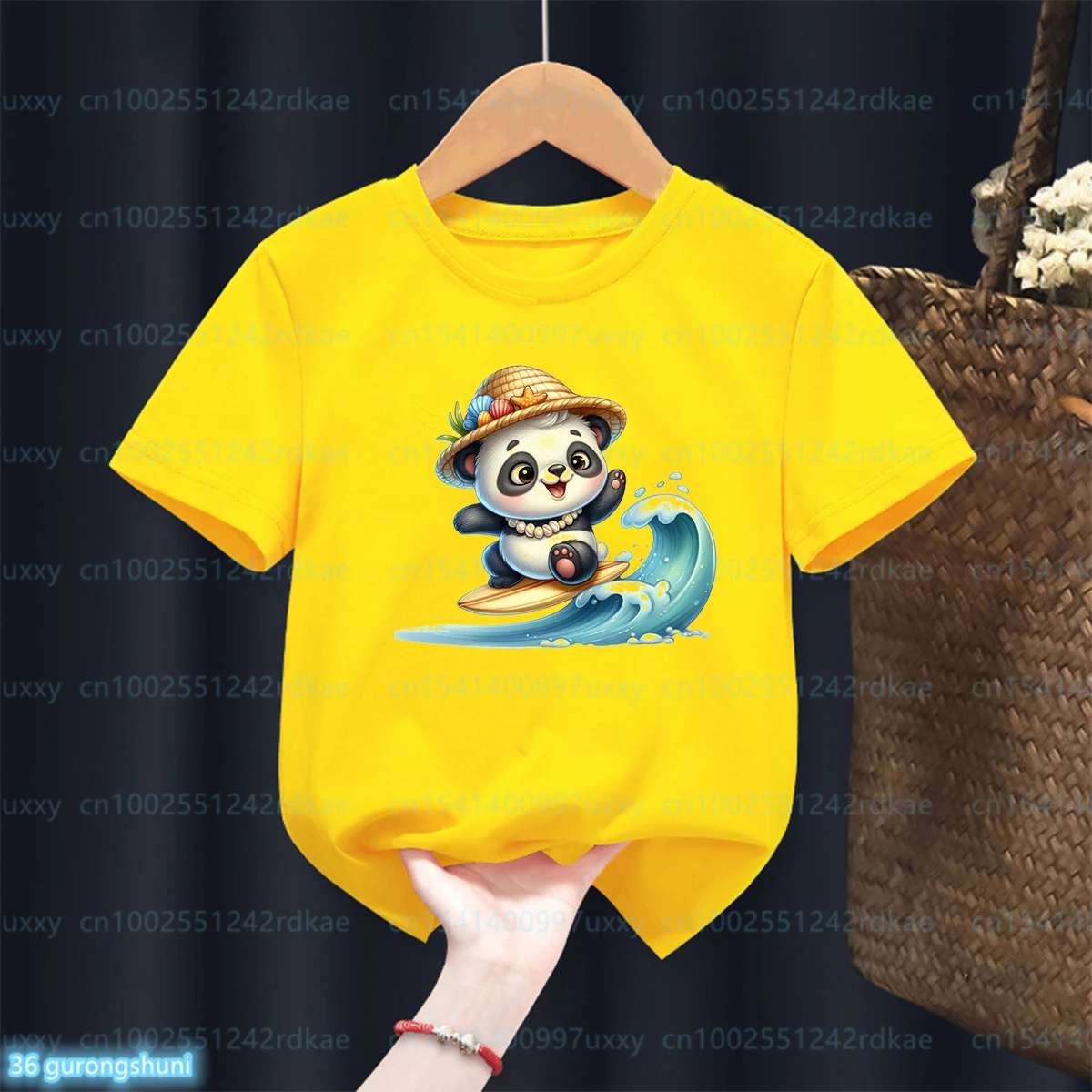 

New Arrival 2024 Boys T-shirt Funny Koala, Penguin, Tiger, panda Surfing Animal Print Toddler T-shirt Cute Children's Clothing