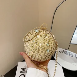 Borse da sera rotonde scintillanti per le donne borsa con diamanti lucidi festa insolita Mini borse piccole borsa a tracolla di lusso di moda donna