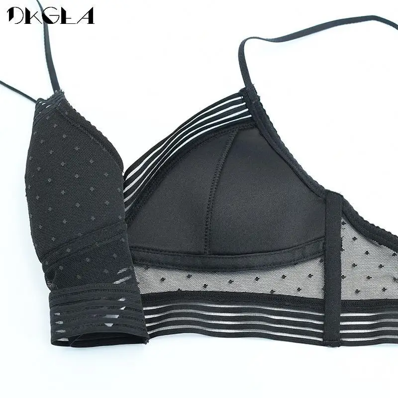 Brand U Backless Invisible Bralette Ladies Lace Bra Set Sexy Low Back Underwear Women Set Wire Free Dot Embroidery Lingerie New