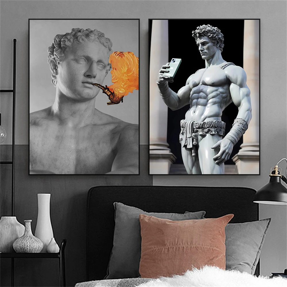 Roman Sculpture Prints Poster Black and White Fashion Renaissance Sculpture Canvas Painting Home Living Room Wall Art Decor