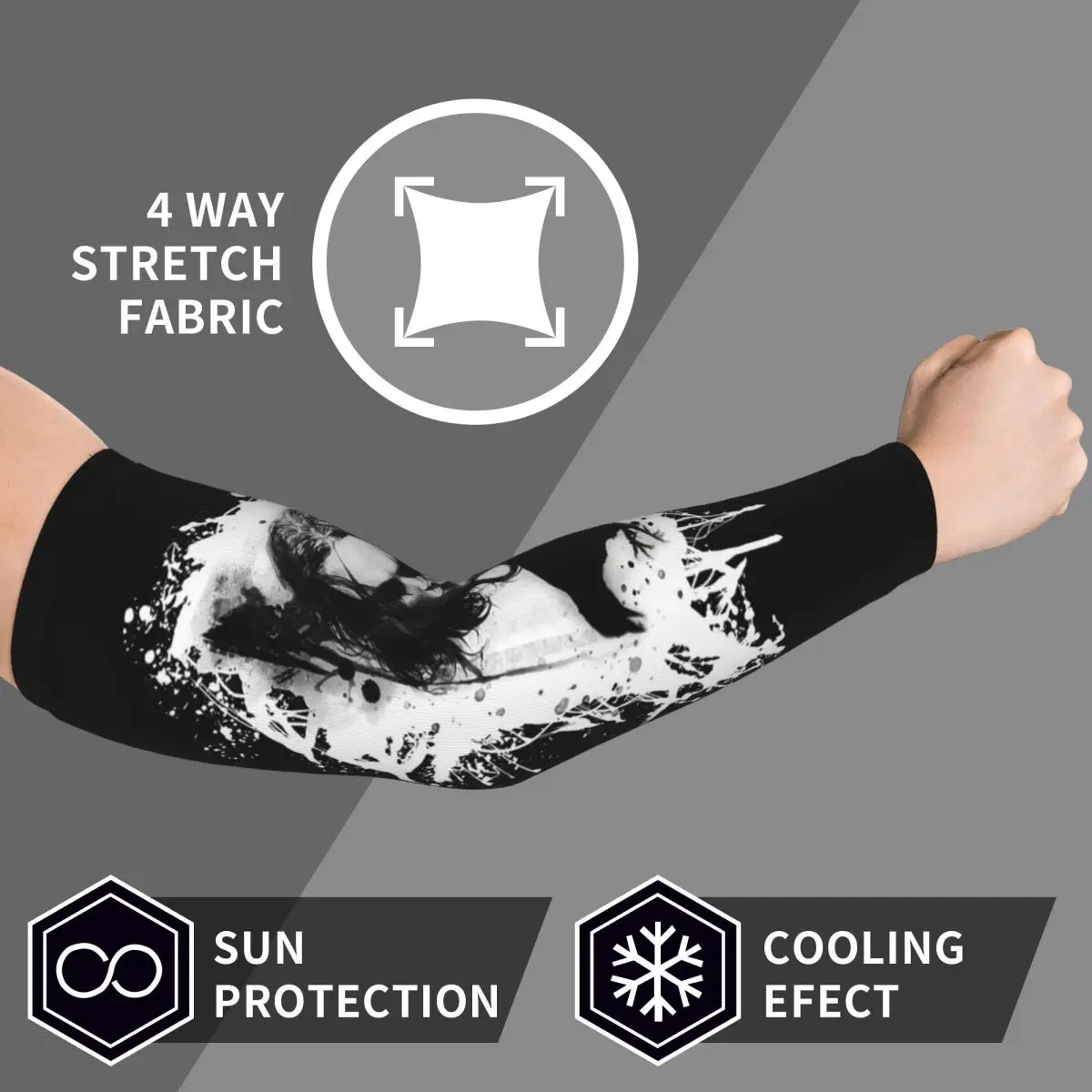 Eric Draven-The Crow Arm Sleeves Мужчины Женщины Защита от солнца и ультрафиолета Татуировки Прикрытие Спорт Охлаждение Велоспорт