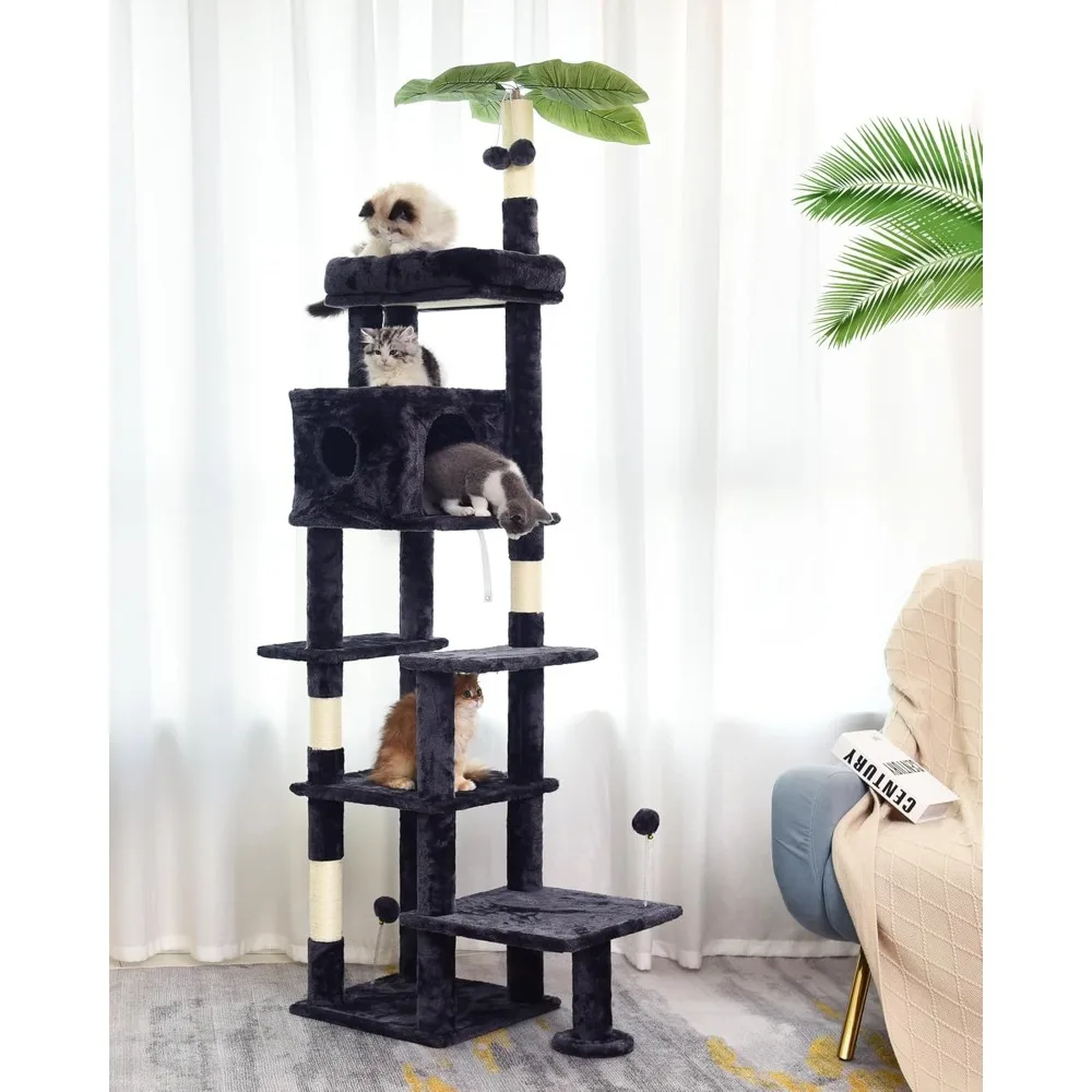 

Cat Tree-Cat Tower Multi-Level Interactive 76.8 Inch Tall Cat Tree Tower with Scratching Post for Climbing, Resting, and Claw Sh