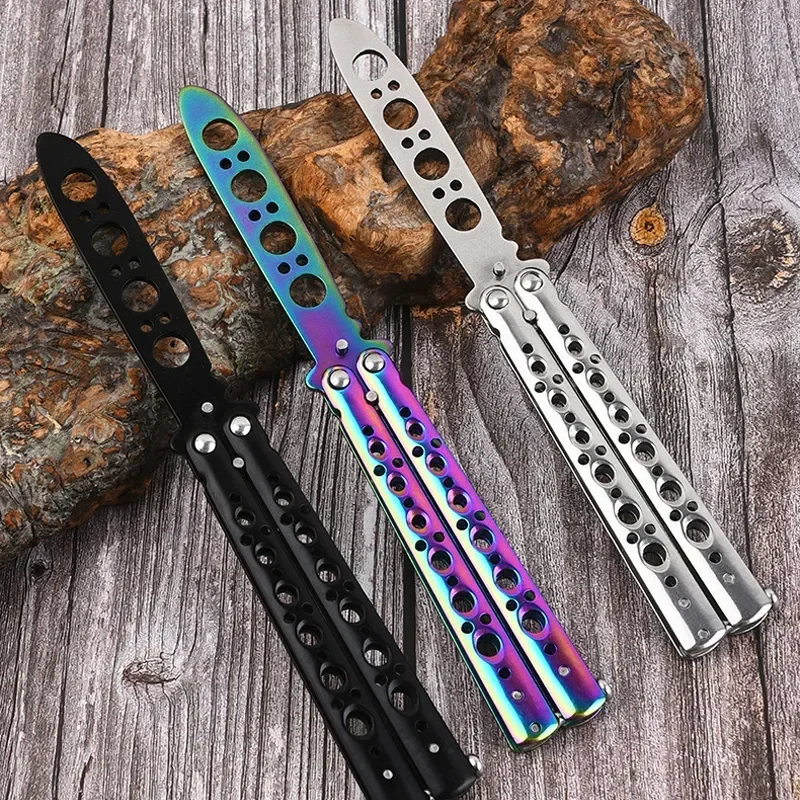 Foldable Butterfly Knife Trainer Portable Stainless Steel Pocket Practice Knife Training Tool for Outdoor Games Balisong Trainer