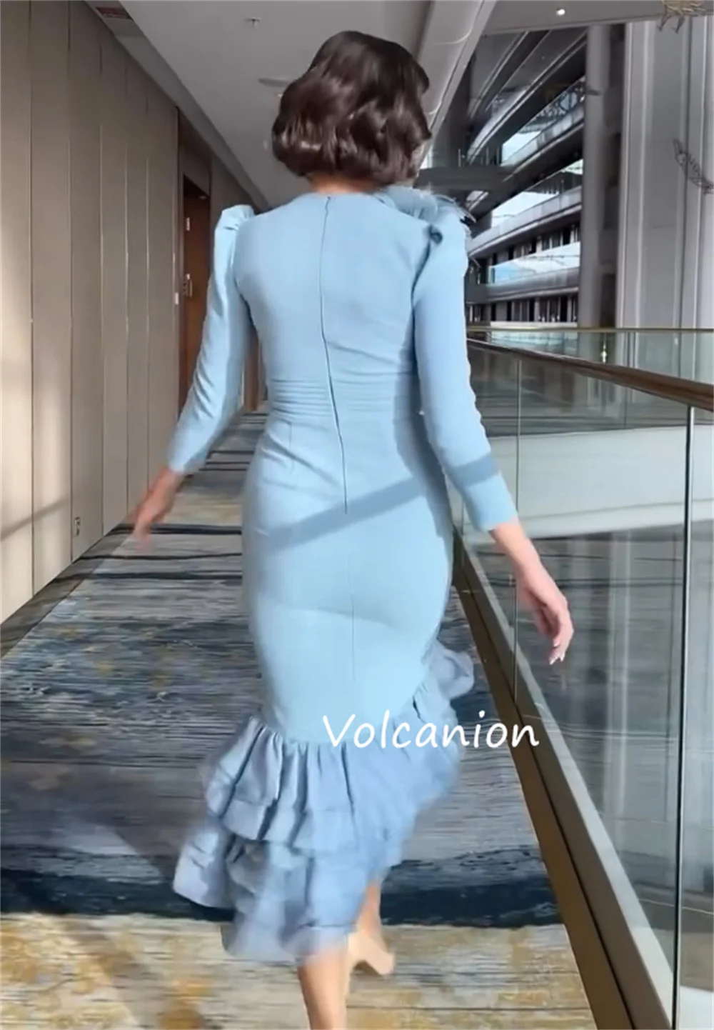 Vestidos Midi con cuello en V de sirena, apliques de botones de Jersey personalizados, ocasión a medida, moda de noche, Formal elegante