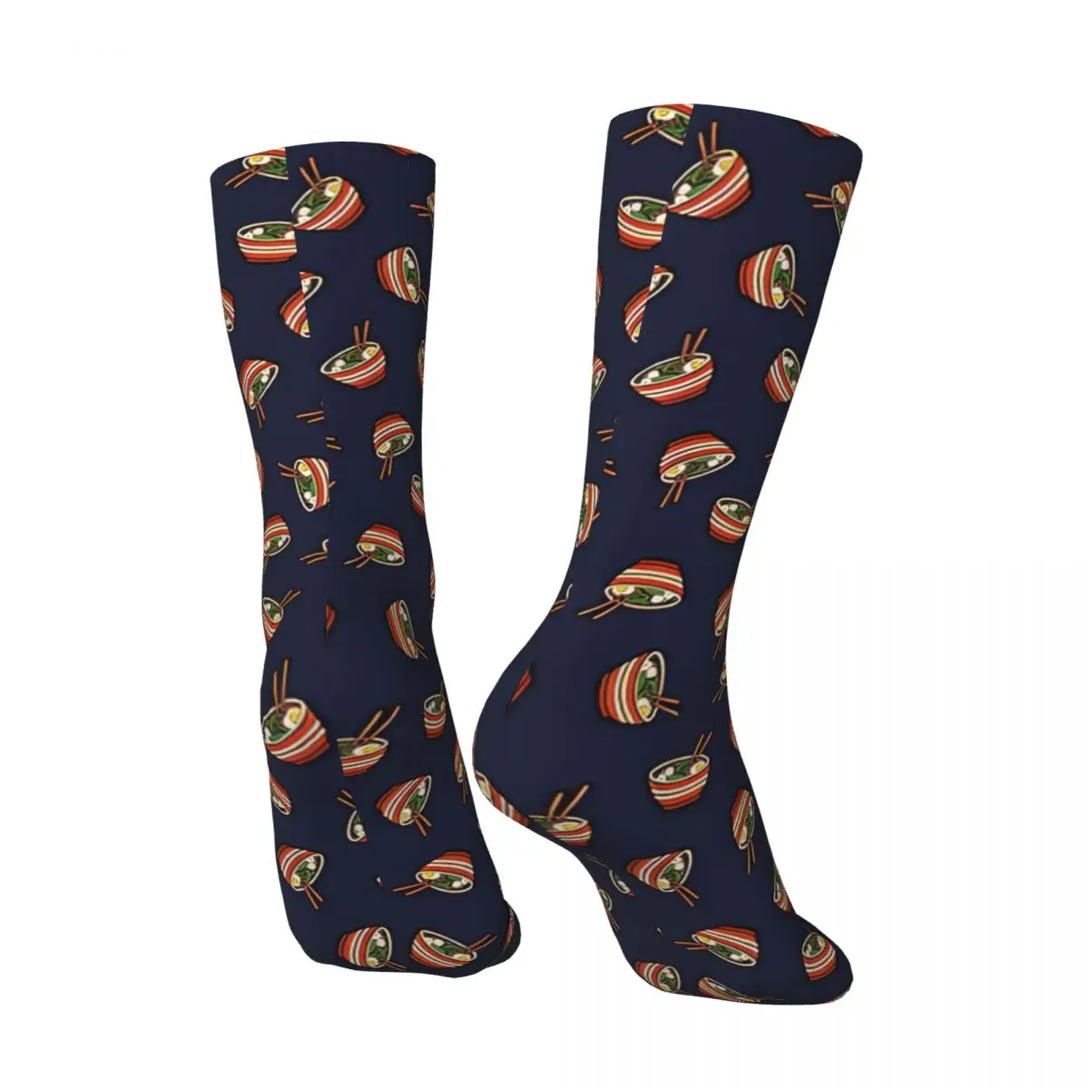 Happy Funny Men's compression Socks Ramen Bowl Pattern In Dark Retro Harajuku Ramen Noodle Street Style Seamless Crew Crazy Sock