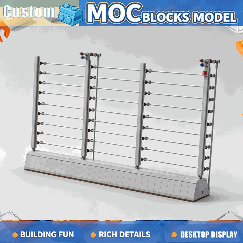 627 Parts Electric Fence MOC Building Blocks Security Barrier Dinosaur Enclosure Wire Net Model DIY Creative Assembly Toy Gifts