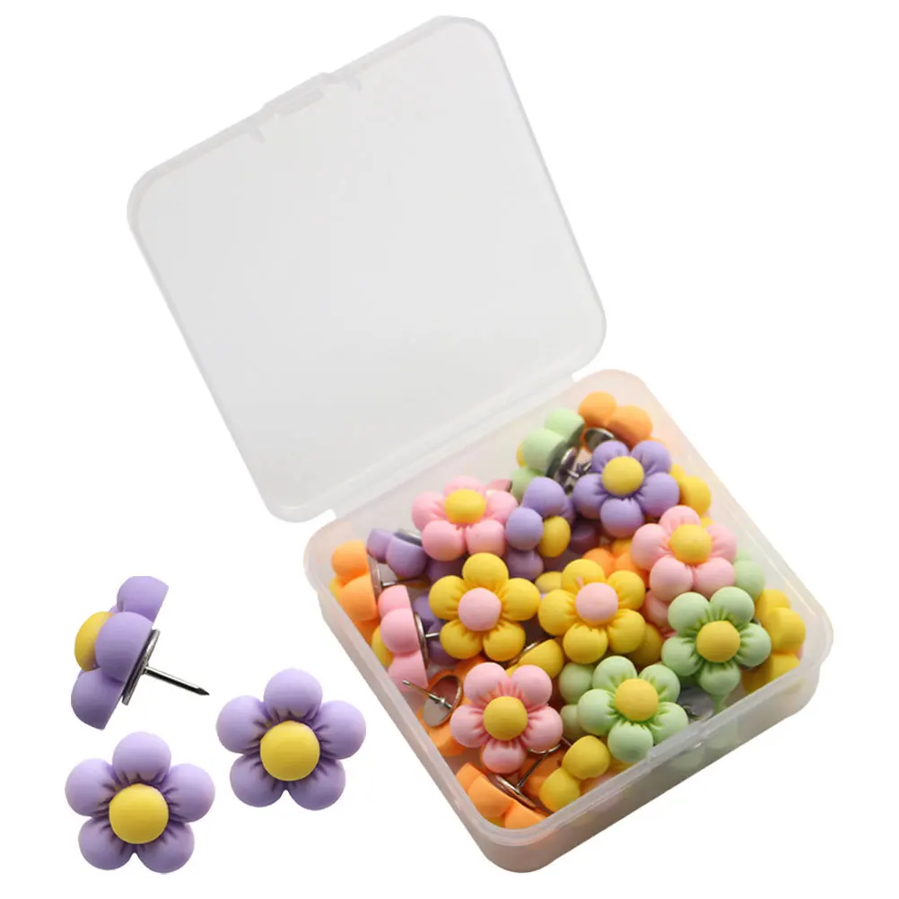 30 peças macaron push pin em forma de flor compactas polegares multifuncionais acessórios de mesa para mulheres
