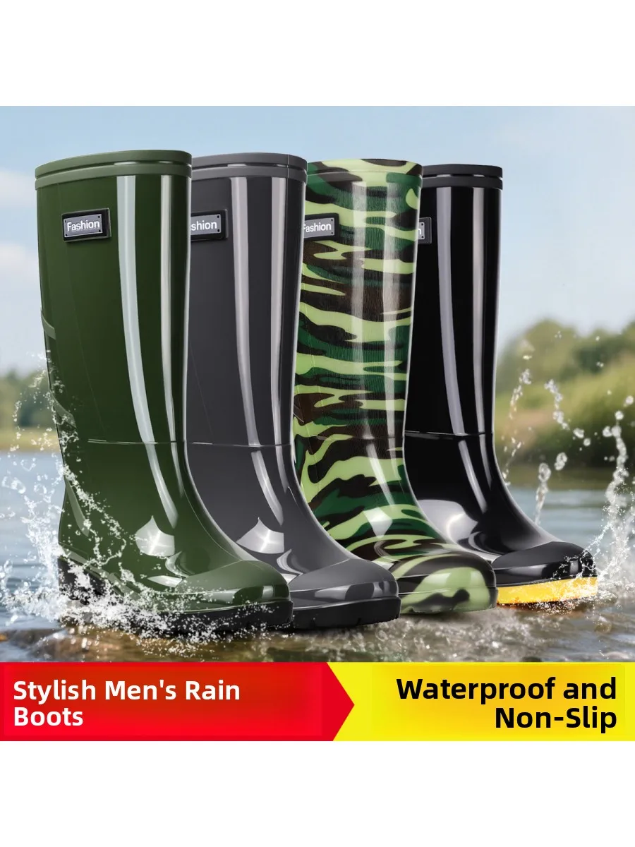 

Дождевые сапоги с длинными трубками, противоскользящие рабочие ботинки, уличные камуфляжные резиновые сапоги с высокой трубкой Bla для мужчин