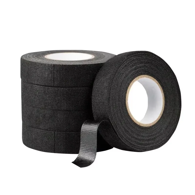 

15M 9/19/25MM Heat-resistant Adhesive Cloth Fabric Tape For Automotive Cable Tape Harness Wiring Loom Electrical Heat Tape