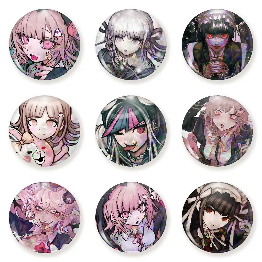 Pins de Anime Danganronpa, 75x75 25x25 mm, Broches Redondos de Dibujos Animados para Mochila, Camisa, Accesorios, Joyería, Insignia, Regalo para Amigos