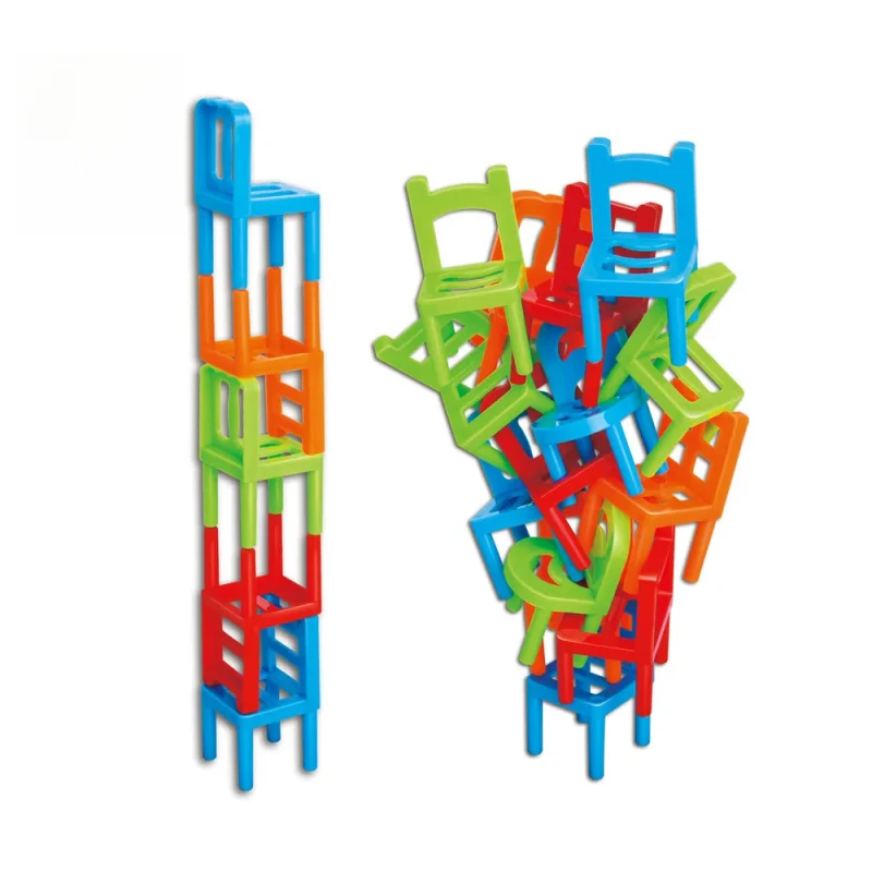 36/72pcs Children\'S Mini Chair Stacking Toy Balance Game Plastic Blocks Assembly Educational Interactive Family Toys Xmas Gifts