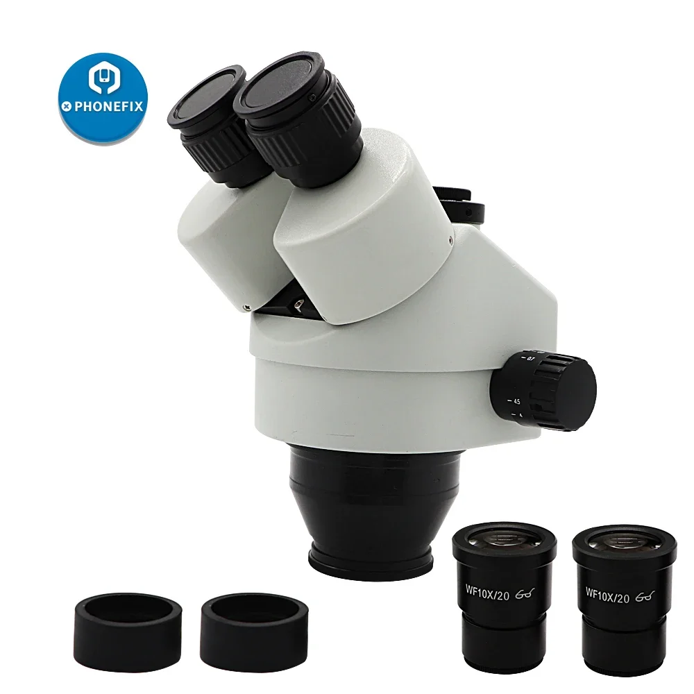 3.5X-90X Simul-Focal Zoom Stereo Trinocular Microscope Head with  0.5X 2.0X Auxiliary Objective Lens for Phone PCB Soldering