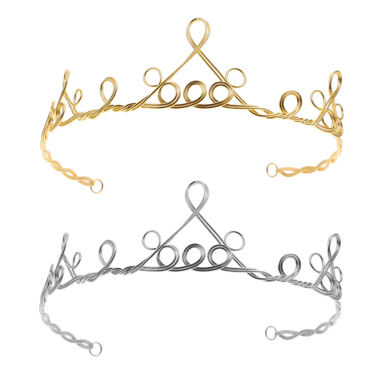 

2Pcs Handmade Woven Crown Headdress DIY Tiara Base for Women Vintage Elegant Party Wedding Performance Celebration Decor