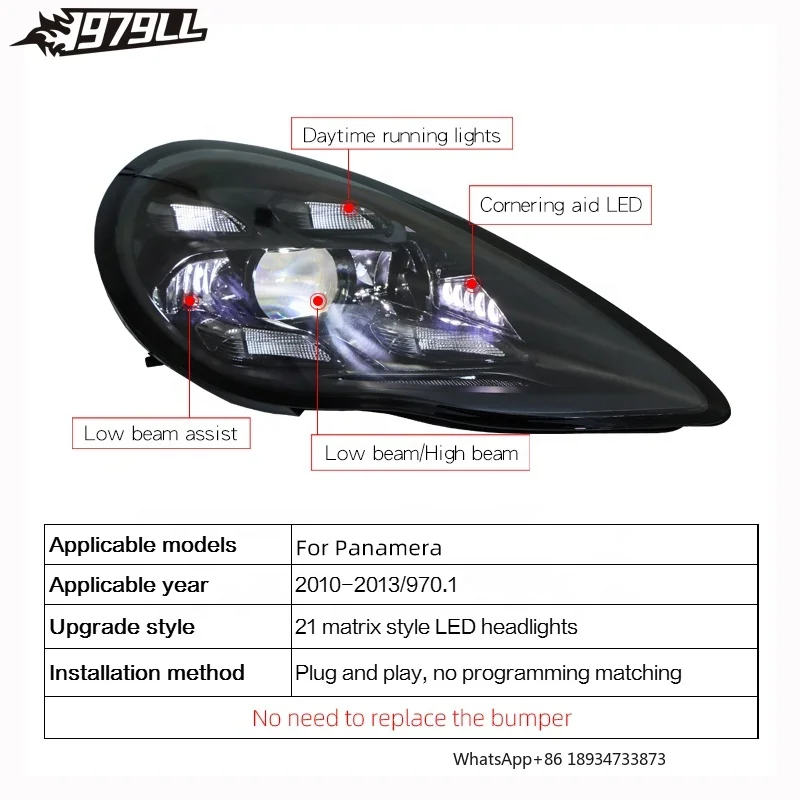 [1979] 2010 2012 2013 970 970.1 Frontscheinwerfer Upgrade auf 971 2023 Matrix-LED-Scheinwerfer für Porsche Panamera 970