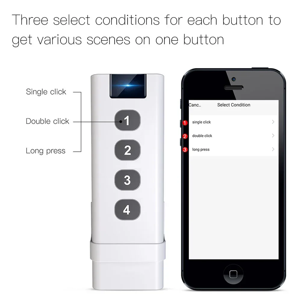 TUYA ZigBee smart house Wireless 4 Gang Remote Scene Switch Portable Tuya Zigbee Hub Required No limit to Control Devices