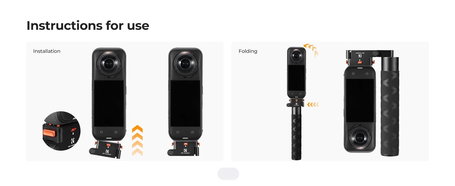 K&F CONCEPT Magnetischer klappbarer Selfie-Stick mit Schnellwechsel für Insta360 X6 X5 X4 Air – Aluminium-Teleskopstange mit unsichtbarem Stangendesign und stufenlos verstellbarer Länge für 360°-Vlogs – Detail 10