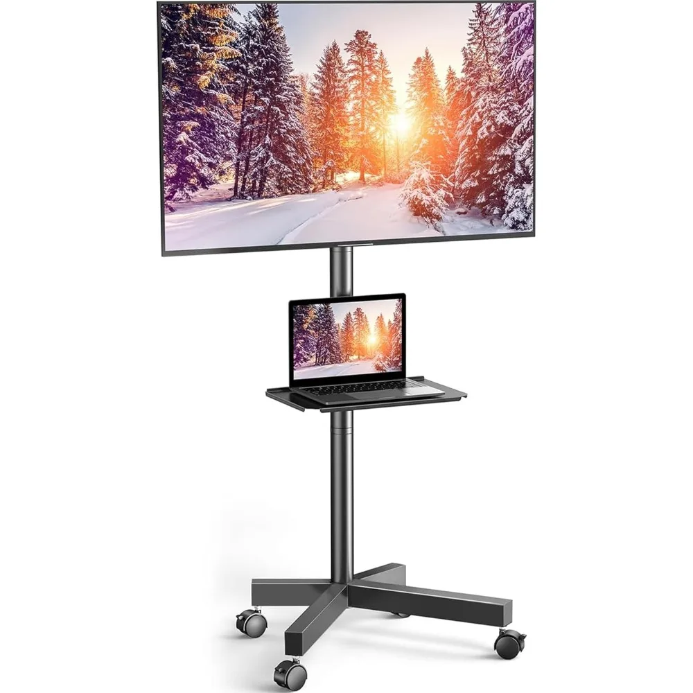 

Mobile TV Cart with Wheels for 23-60 Inch LCD LED OLED Flat Curved Screen Outdoor TVs Height Adjustable Shelf Floor Stand Holds