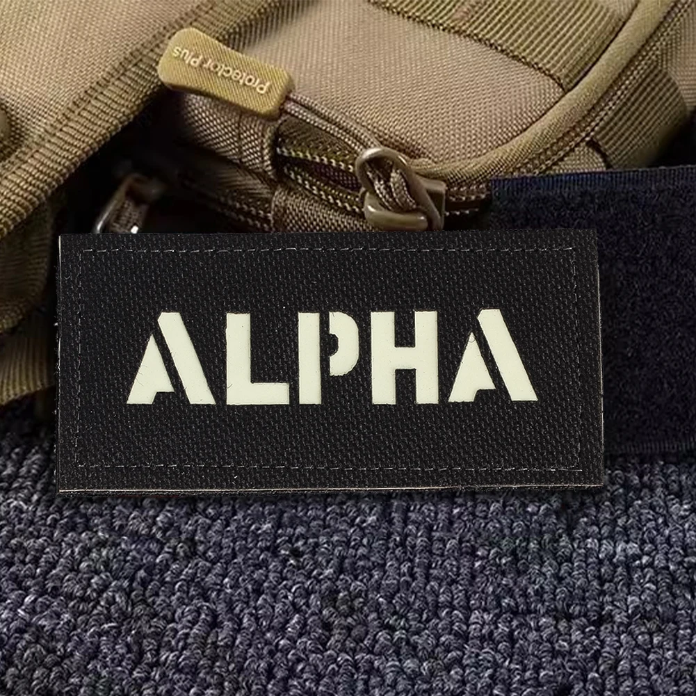 Glow in Dark Alpha Patch Hook Loop Fasteners Armband Tactical Combat Badge Applique for Hat Uniform Backpack DIY Sewing Supplies
