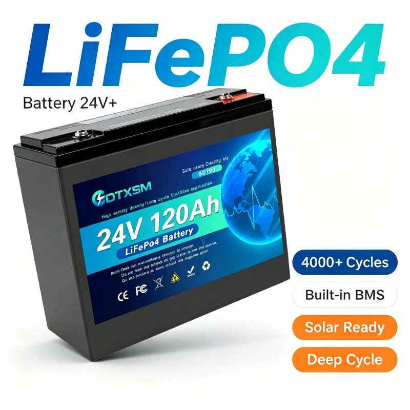 LiFePO4 Battery 24V 120Ah CG24-120, S24120 Deep Cycle Battery For RV Marine Off Grid Solar Power System