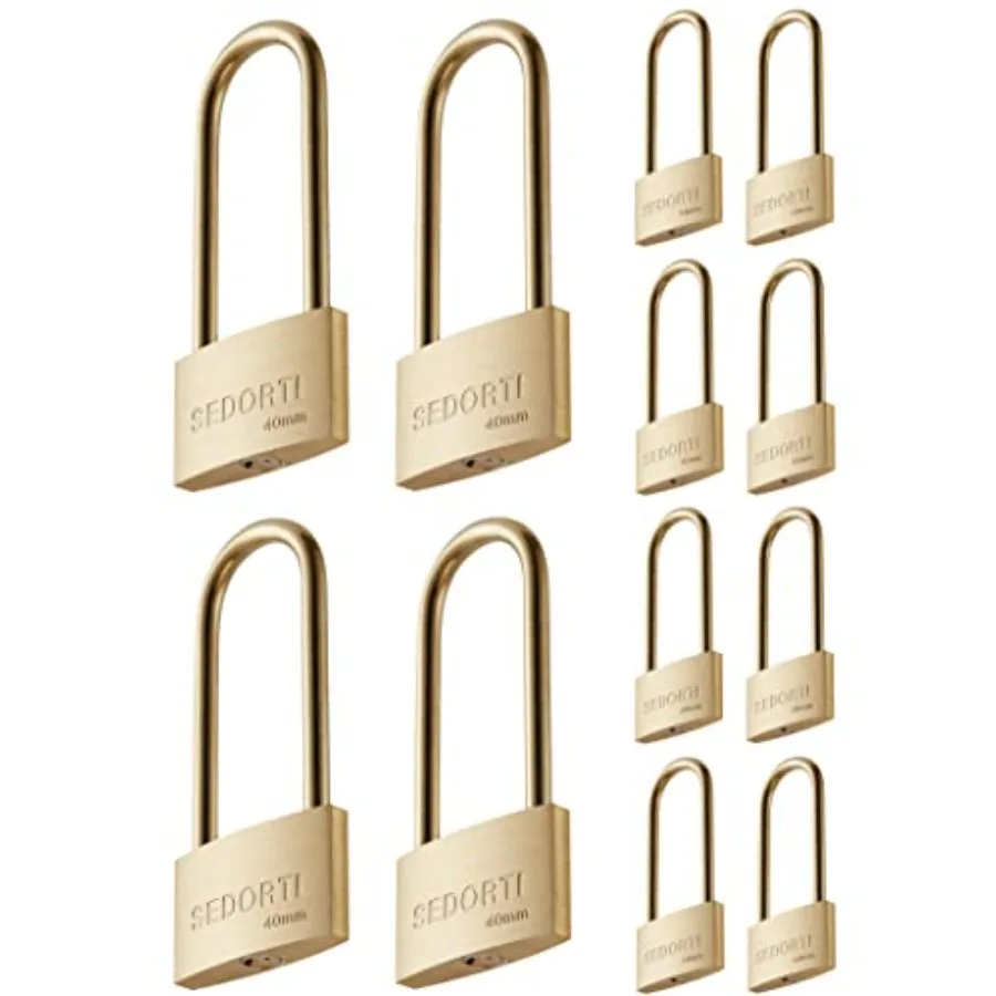 

Weather Proof Lock, Keyed Alike Solid Brass Padlocks with Long Brass Shackle, Light Duty, 1-1/2" Wide Body, Marine Padlock, Ant