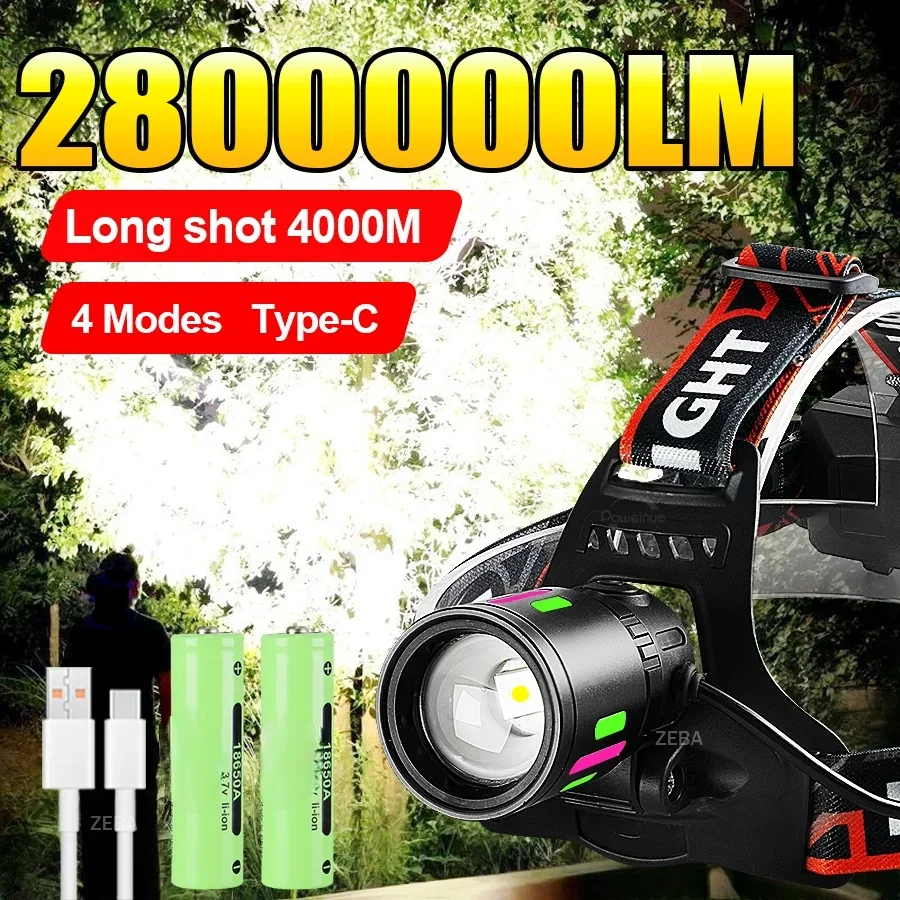 

Самый мощный светодиодный налобный фонарь 2800000LM, 600 Вт, ультраяркий, 4000 м, перезаряжаемый, на аккумуляторе 18650, для кемпинга