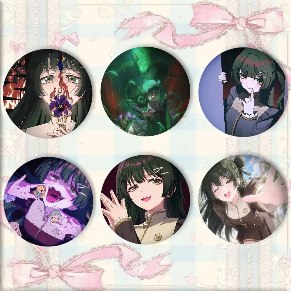 Anime Game B-BanG D-Dream Viola Badges Round Cosplay Pin Bag Decor Fans Collect Friends Gifts Brooch Souvenir