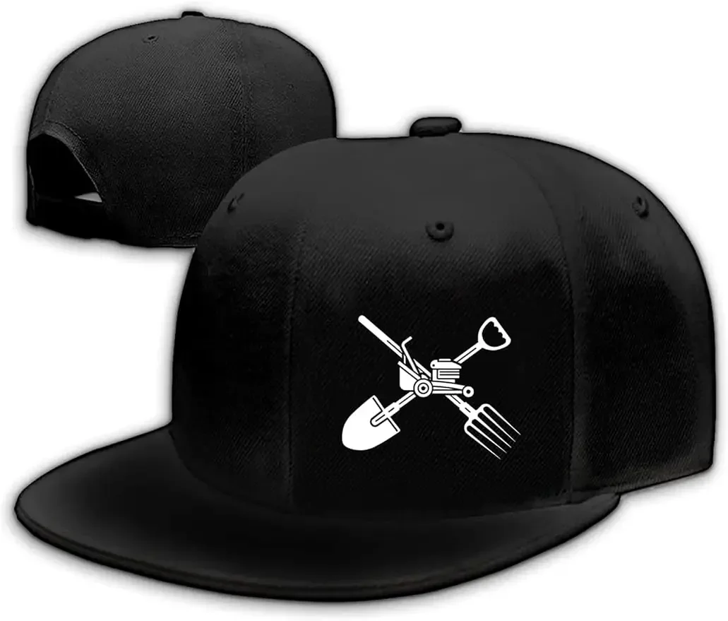 Farmer Tools Flat Bill Hats For Men Black Mens Snapback Hat Baseball Cap Fitted Hat Rock N Roll Skeleton Hand Snap Backpack