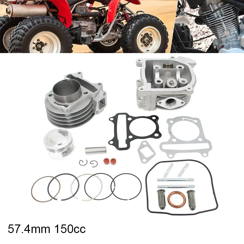 

4-stroke GY6 150cc 57.4mm Engine Cylinder Rebuild Kit 157QMJ 152QMI with Cylinder Head Big Bore Go Kart ATV for Taotao Moped