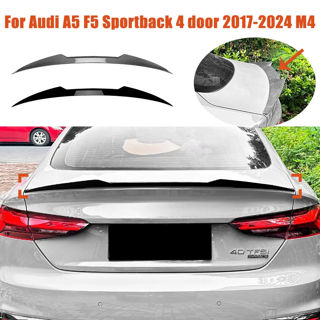 Car Top Tail Wing Spoiler Roof Trunk Wing Fixed Wind Splitter For Audi A5 F5 Sportback 4 door 2017-2024 M4 Blade Style Guard Kit