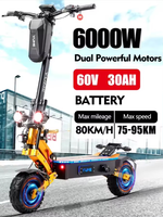 EU Certified YUME X11+ Electric Scooter 6000W Dual Motor, 60V 30Ah Battery , 11-inch Tires, Top Speed 95km/h, Range 100Km.