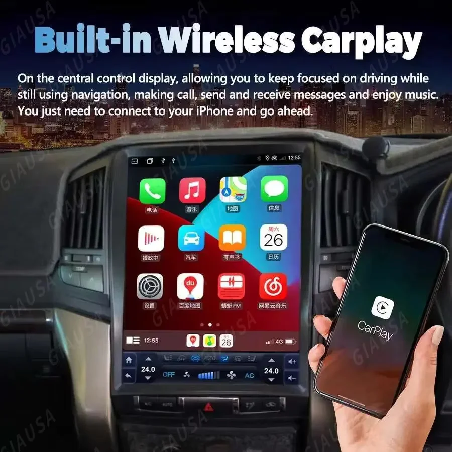 15.6inch Android Bluetooth 5.0 For Toyota Land Cruiser 200 LC200 2008-2019 Carplay GPS Navigation Car Radio Multimedia Player