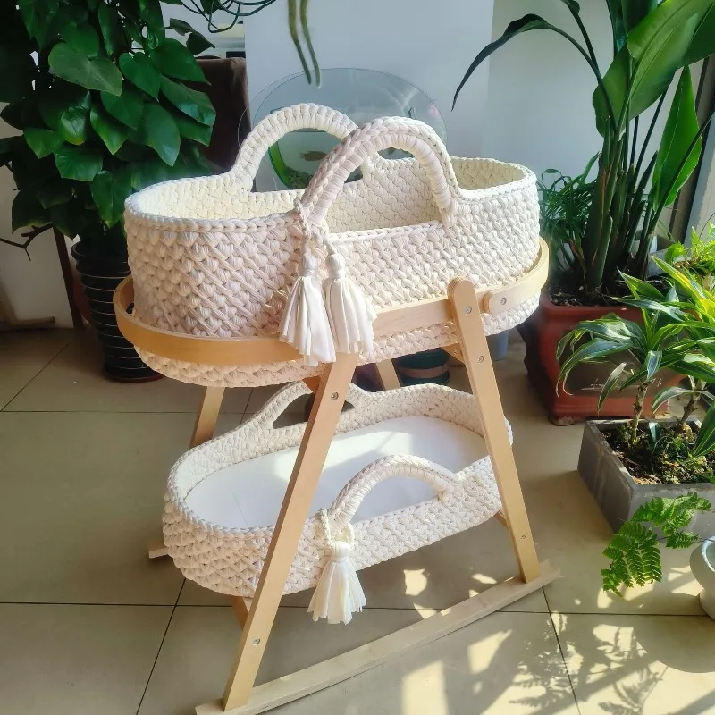 Handwoven Moses Baby Cradle Basket Bassinet Storage Basket for Newborn