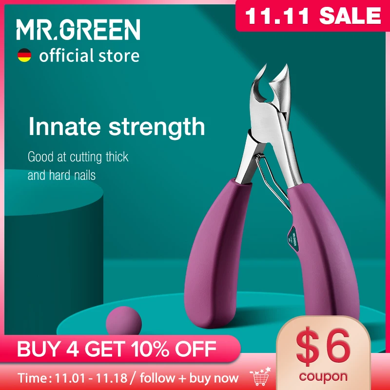 MR.GREEN Nail Clipper Stainless Steel Ingrown Toenail Clipper Good at Cutting Thick and Hard Nails Pedicure Manicure Tool