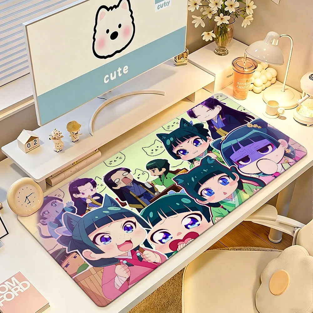 Anime The Apothecary Diaries Mauspad, große, rutschfeste, wasserdichte Matte, Tastaturunterlage mit genähtem Rand für Gaming, Alltag, Büro