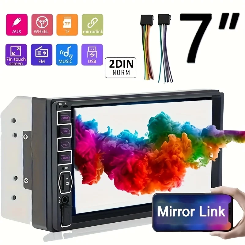 2 Din Car MP5 Carplayer, 17.78cm HD Touch Screen Car Stereo with Mirror Link, Car Radio Audio Support EQ Sound/USB/ FM