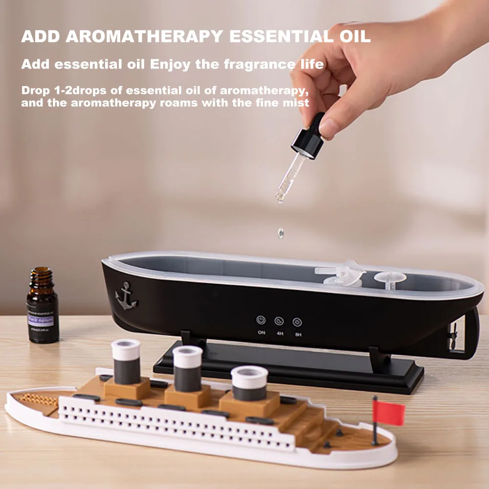 Retro Schip Luchtbevochtiger Ultrasone Aromatherapie Diffusers Mist Maker Geur Essentiële Olie Aroma Difusor Afstandsbediening