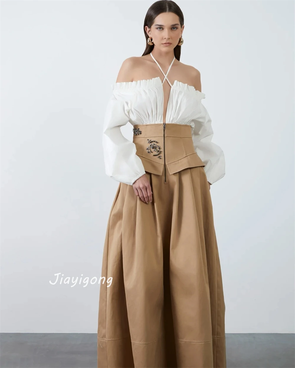 Customized Prom Jiayigong Modern Style Halter Gown Beading Draped S Bespoke Occasion Dresses