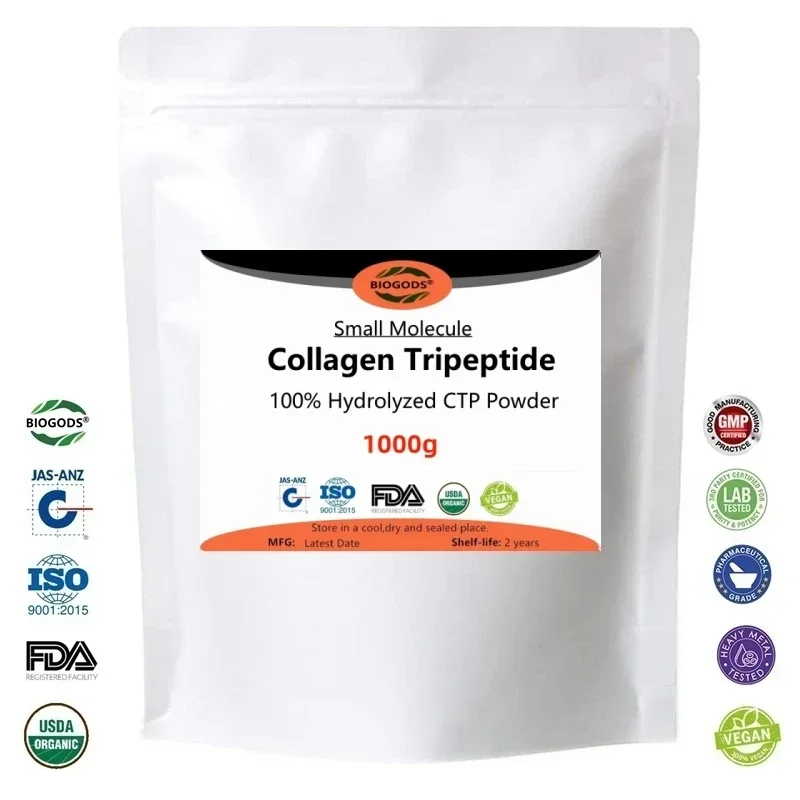 50-1000g 100% Hydrolyzed CTP Collagen Tripeptide Powder,Food/Cosmetic Grade,Reduce Wrinkle,Skin Whitening and Smooth,Delay Aging