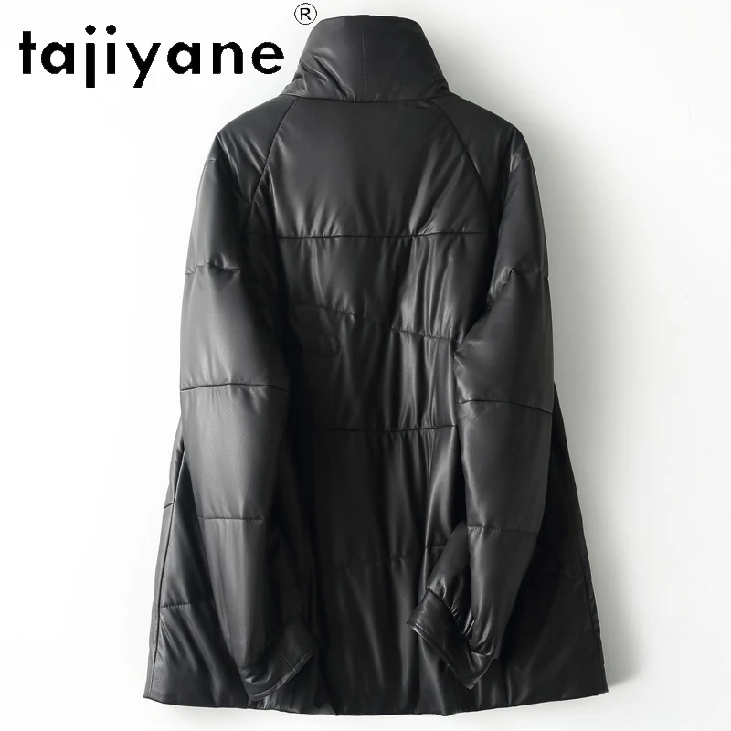 TAJIYANE 100% Skóra Owcza Kurtka Puchowa Damska Krótka Czarna Skórzana Kurtka Ciepłe Kurtki Puchowe Zimowe Ubrania Damskie 2025 코트