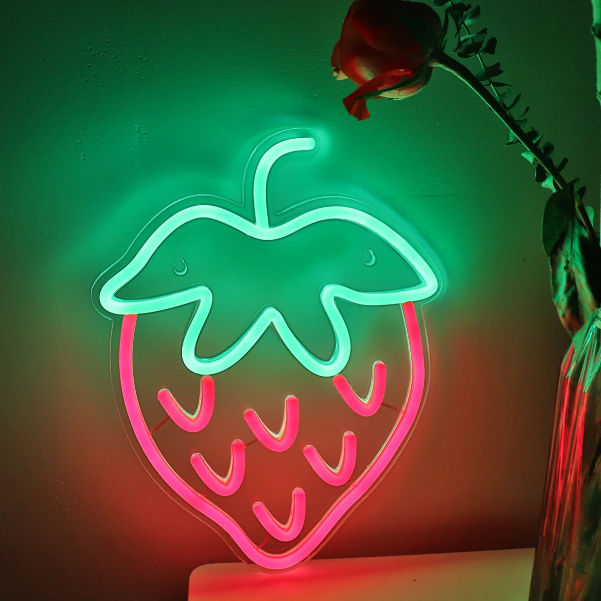 1pc beautiful Strawberry Wall LED Neon Sign Light atmosphere light For Wall Party Room Decoration 11.61\'\'*8.66\'\'