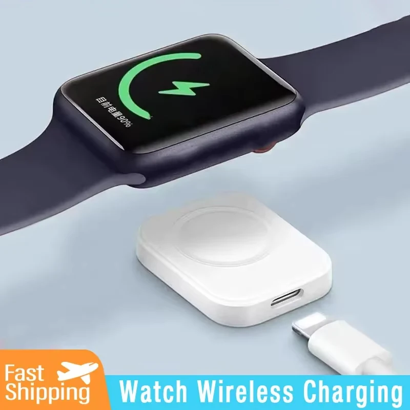 Portable Wireless Watch Charger USB Type C and 8pin Dual Port For Apple Watch 10 9 8 7 6 5 4 3 2 1 SE Ultra Series Fast Charger