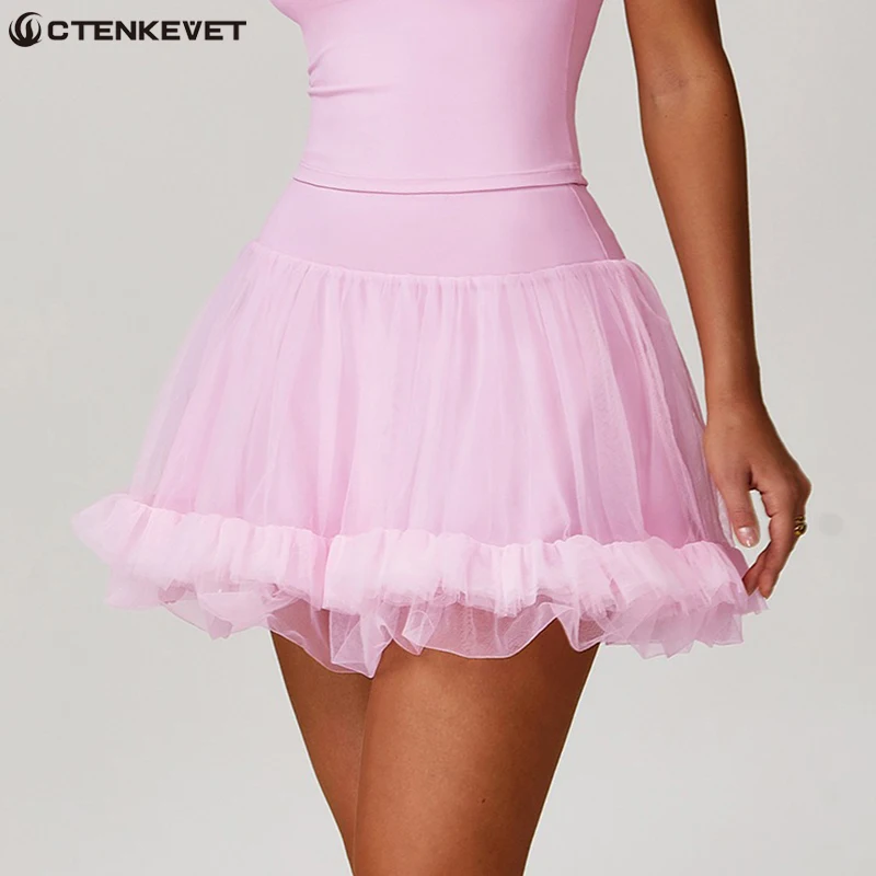 

Ctenkevet New Women Summer High Waisted Mesh Tennis Skirt Female Outdoors Sports Breathable Short Skirt Women Sports Skirt