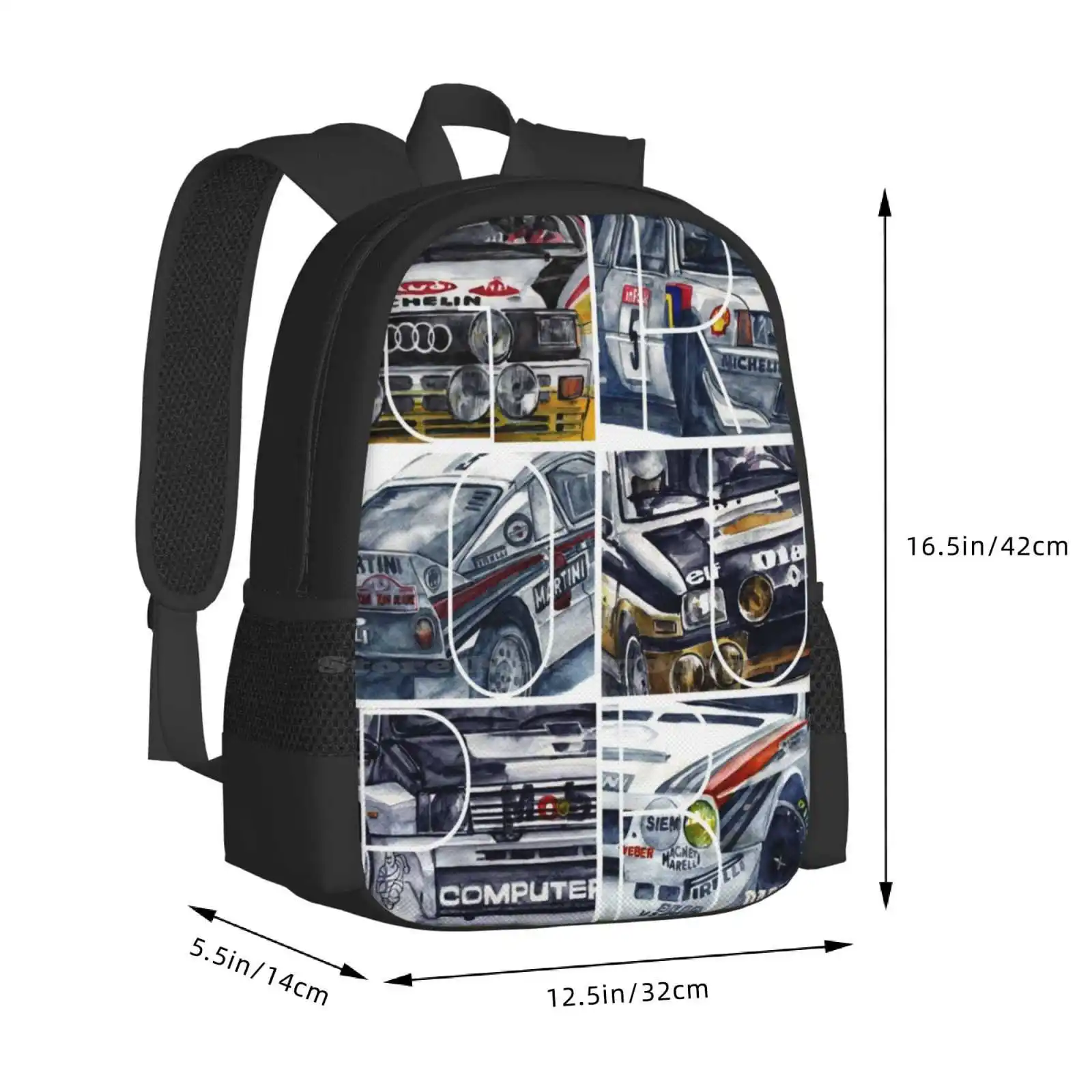 Rally Group B Hot Sale Schoolbag Backpack Fashion Bags Group B Rally Watercolor Car Petrolheads Racing Groupb